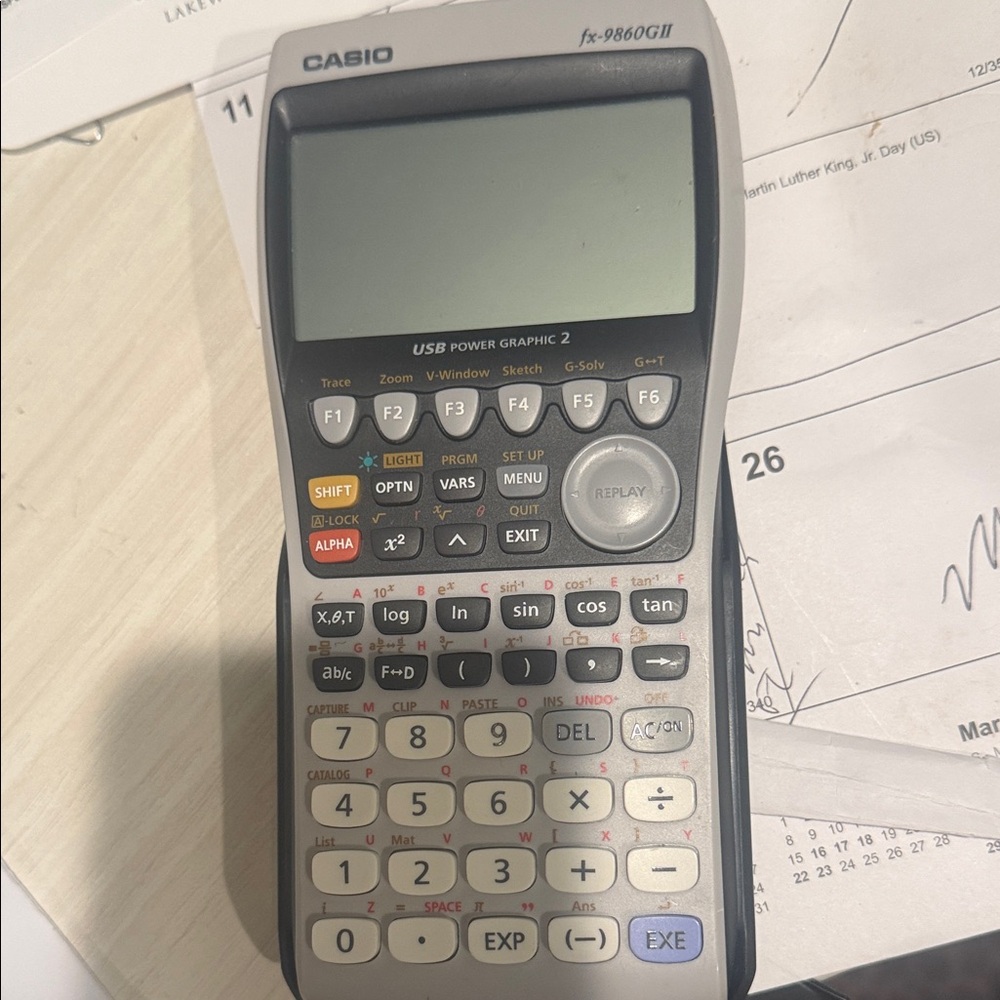 Casio fx-9860GII Graphing Calculator in Black and White